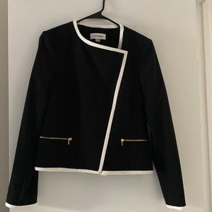 Calvin Klein black Suit Jacket with white detailing and gold zipper pockets